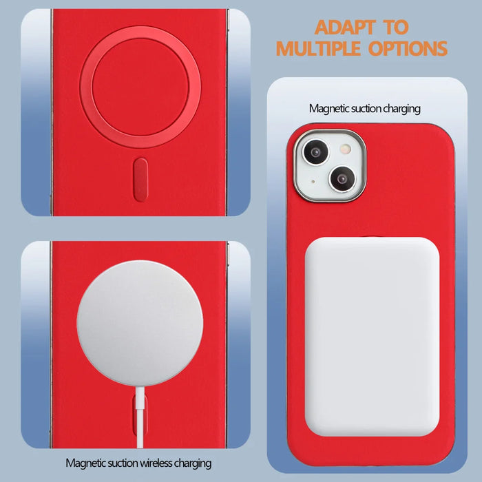 BINFEN COLOR For iPhone 15 Case  BF40 Compatible with MagSafe Electroplated PU + TPU Phone Back Cover - Red - 5