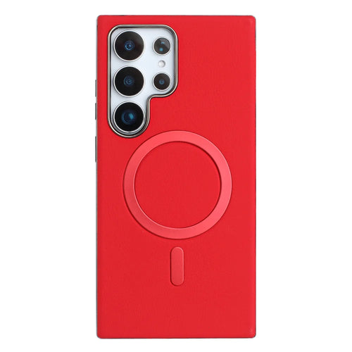 BINFEN COLOR For Samsung Galaxy S23 Ultra Case  BF40 Magnetic Case Electroplated PU + TPU Phone Back Cover - Red - 1