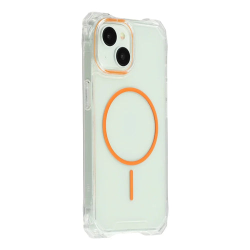 For iPhone 15 Magnetic Case Drop-Proof TPU + PC Phone Back Cover - Orange - 1