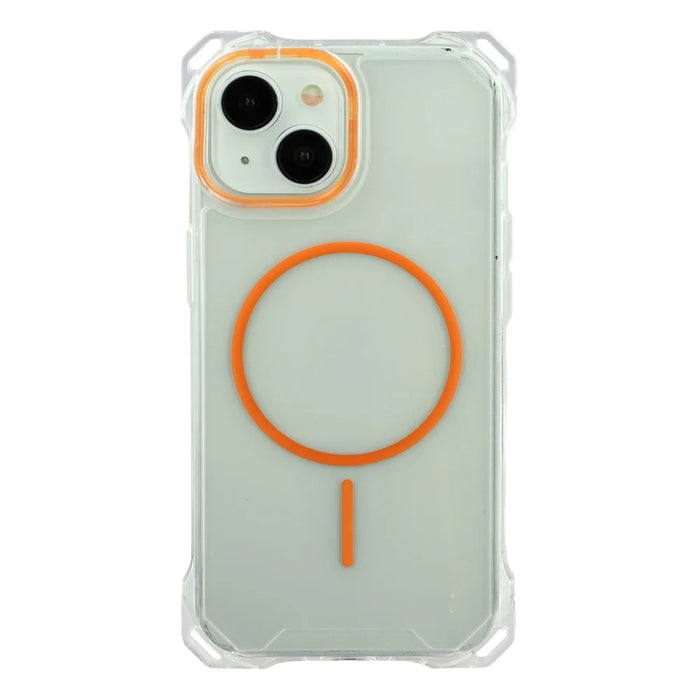 For iPhone 14 Magnetic Case Drop-Proof TPU + PC Phone Back Cover - Orange - 3