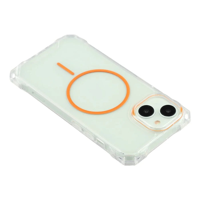 For iPhone 14 Magnetic Case Drop-Proof TPU + PC Phone Back Cover - Orange - 5