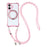For iPhone 16 Magnetic Case Ring Kickstand TPU + PC Phone Cover with Lanyard - Pink - 1