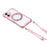 For iPhone 16 Magnetic Case Ring Kickstand TPU + PC Phone Cover with Lanyard - Pink - 2