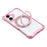For iPhone 16 Magnetic Case Ring Kickstand TPU + PC Phone Cover with Lanyard - Pink - 6