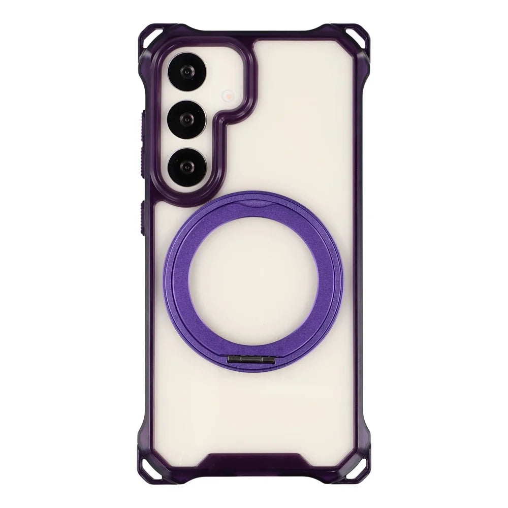 For Samsung Galaxy S25+  /  S24+ Magnetic Case Ring Kickstand TPU + PC Phone Cover - Purple - 3