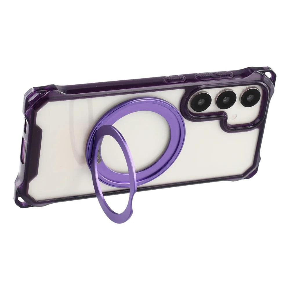 For Samsung Galaxy S25+  /  S24+ Magnetic Case Ring Kickstand TPU + PC Phone Cover - Purple - 4
