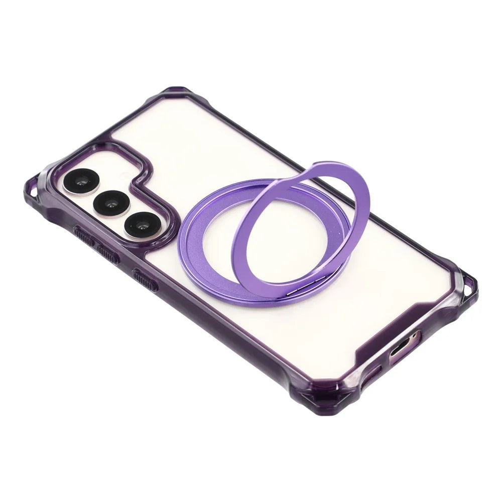 For Samsung Galaxy S25+  /  S24+ Magnetic Case Ring Kickstand TPU + PC Phone Cover - Purple - 5