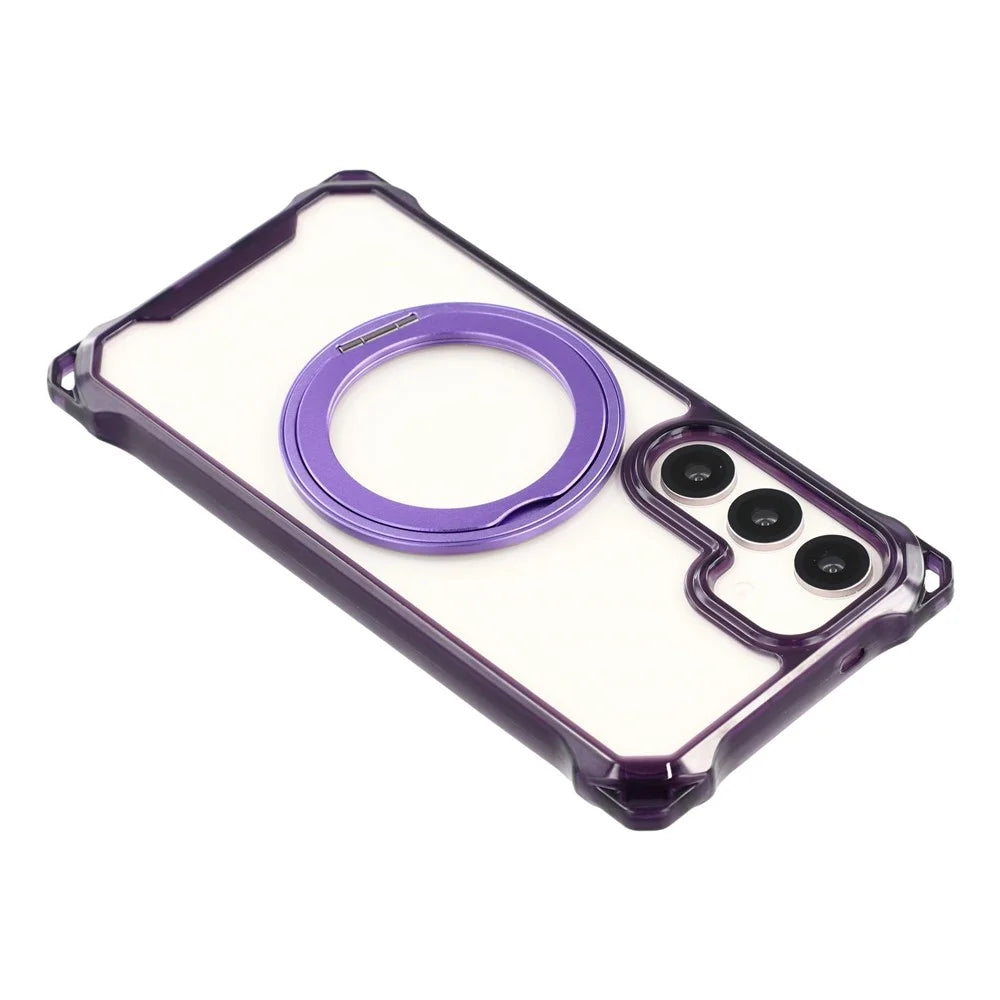 For Samsung Galaxy S25+  /  S24+ Magnetic Case Ring Kickstand TPU + PC Phone Cover - Purple - 6