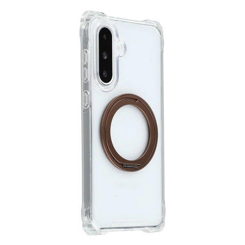 For Samsung Galaxy A26 5G Magnetic Case Ring Kickstand TPU + PC Phone Cover - Brown - 1