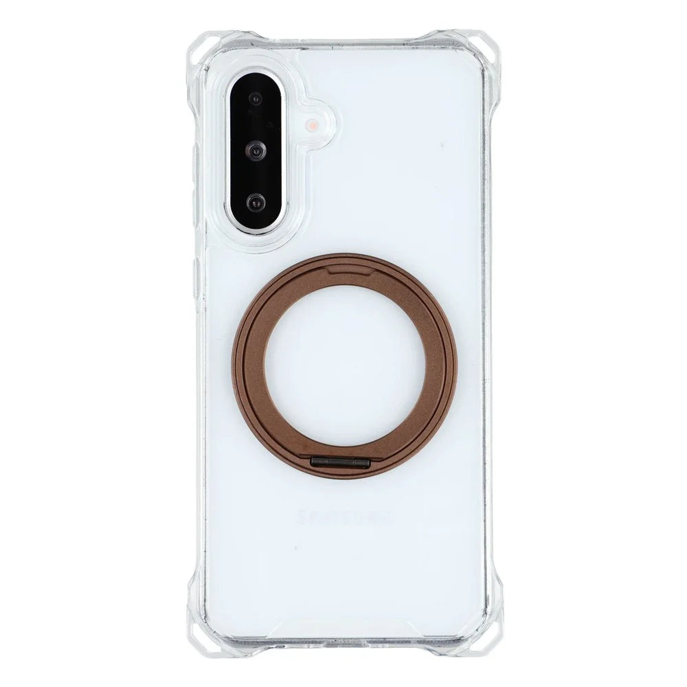 For Samsung Galaxy A26 5G Magnetic Case Ring Kickstand TPU + PC Phone Cover - Brown - 3