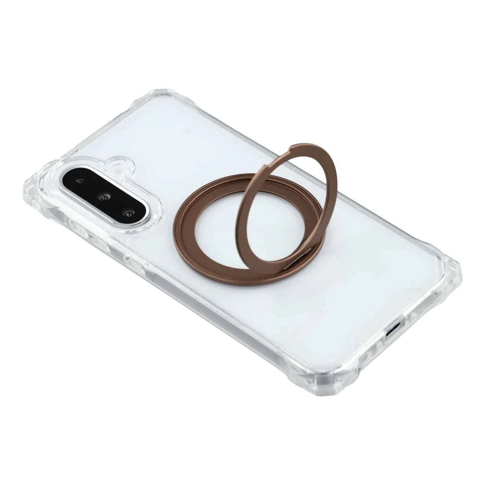 For Samsung Galaxy A26 5G Magnetic Case Ring Kickstand TPU + PC Phone Cover - Brown - 5