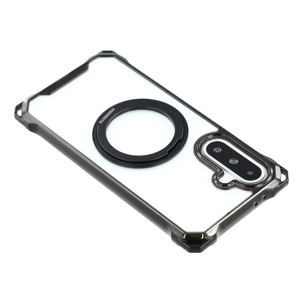 For Samsung Galaxy A26 5G Magnetic Case Ring Kickstand TPU + PC Phone Cover with Lanyard - Black - 7