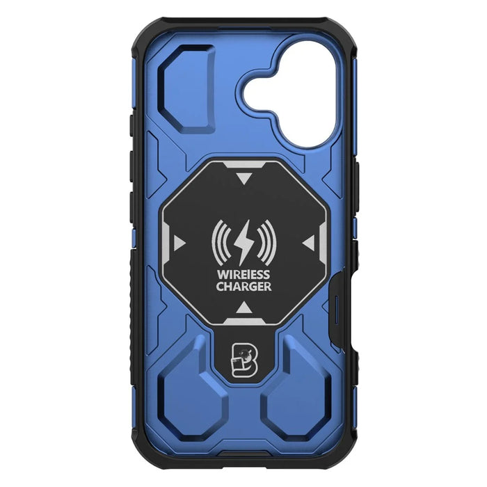 For iPhone 17 Magnetic Case Rotating Metal Kickstand Shockproof PC + TPU Phone Back Cover - Dark Blue - 4
