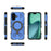 For iPhone 17 Magnetic Case Rotating Metal Kickstand Shockproof PC + TPU Phone Back Cover - Dark Blue - 7