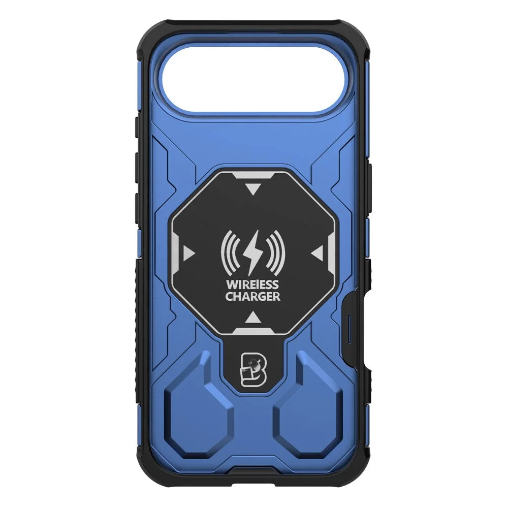 For iPhone Air Magnetic Case Rotating Metal Kickstand Shockproof PC + TPU Phone Back Cover - Dark Blue - 4