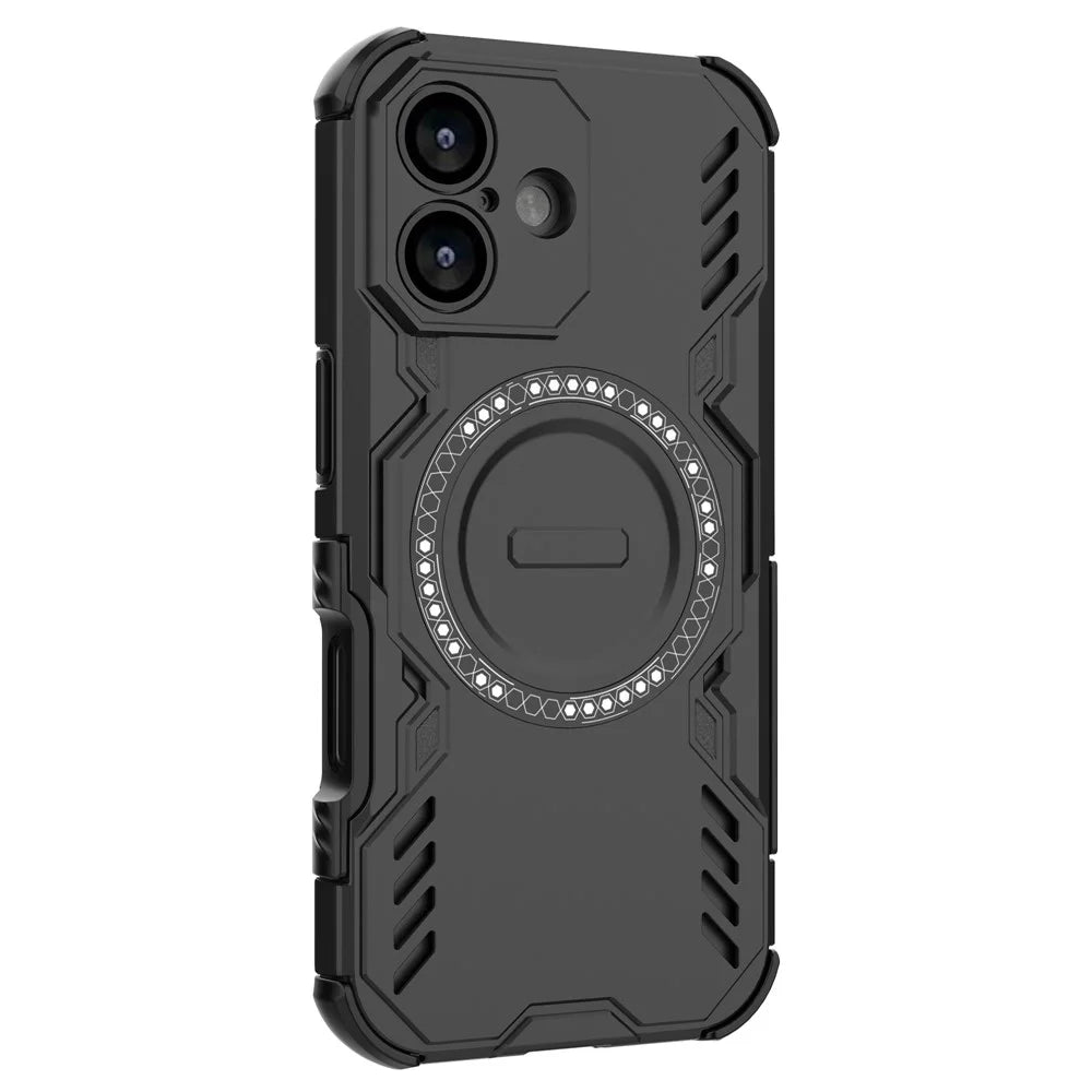 For iPhone 17 Magnetic Case Butterfly Armor Hollow Heat Dissipation PC + TPU Phone Cover - Black - 4