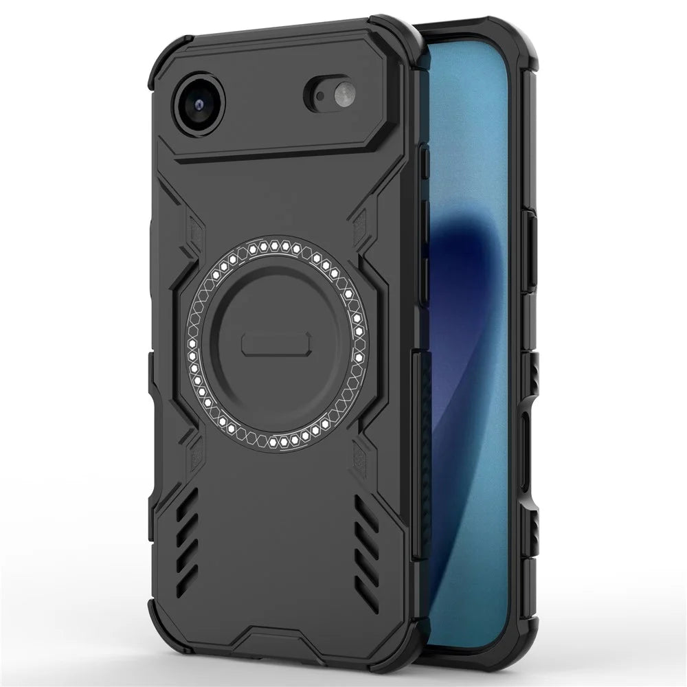 For iPhone Air Magnetic Case Butterfly Armor Hollow Heat Dissipation PC + TPU Phone Cover - Black - 1