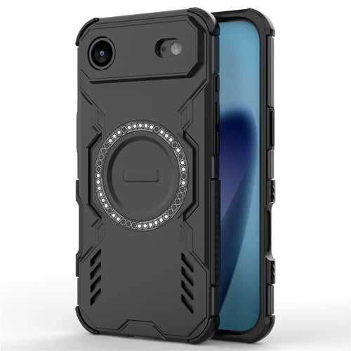For iPhone Air Magnetic Case Butterfly Armor Hollow Heat Dissipation PC + TPU Phone Cover - Black - 1