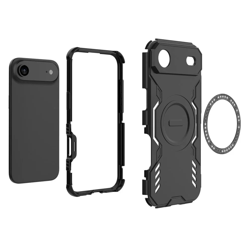 For iPhone Air Magnetic Case Butterfly Armor Hollow Heat Dissipation PC + TPU Phone Cover - Black - 2