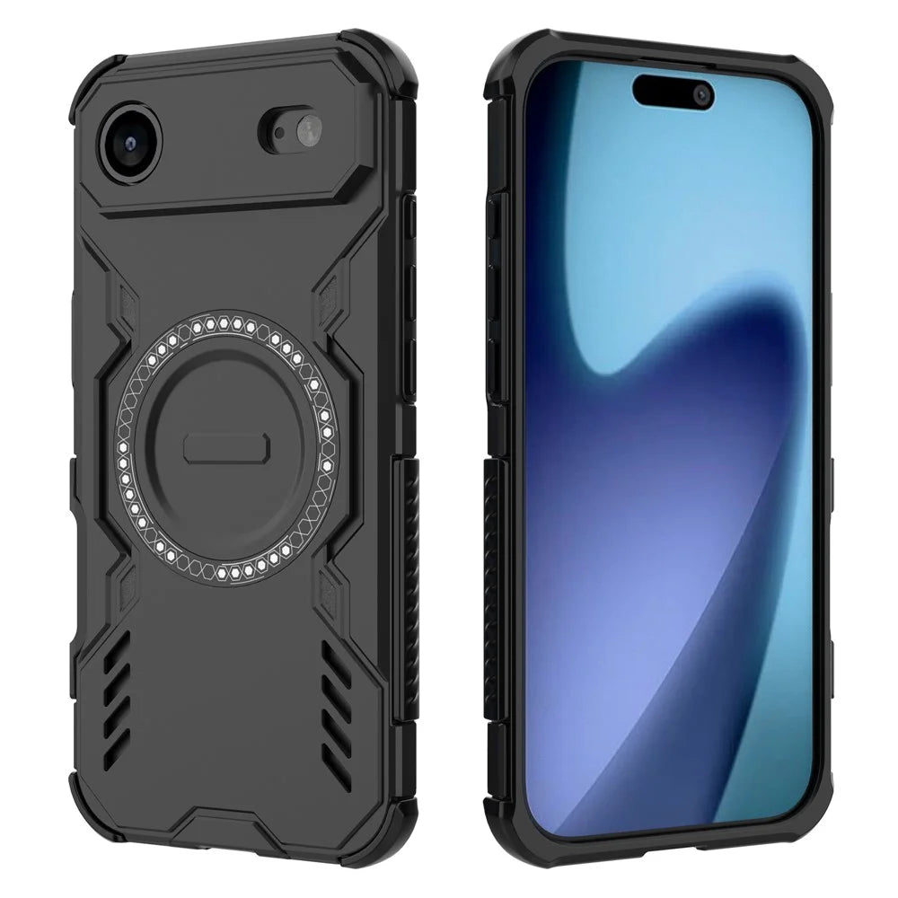 For iPhone Air Magnetic Case Butterfly Armor Hollow Heat Dissipation PC + TPU Phone Cover - Black - 3