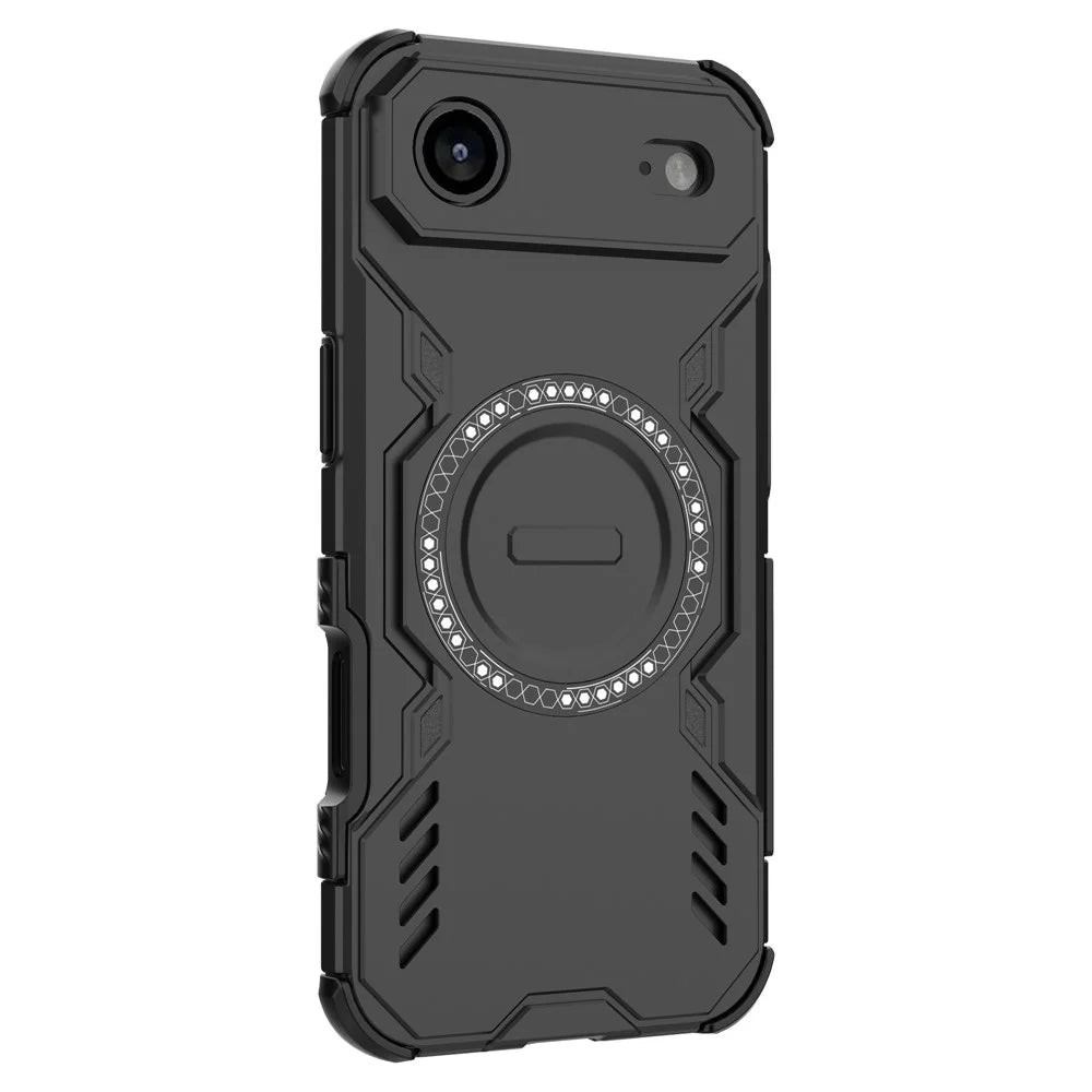 For iPhone Air Magnetic Case Butterfly Armor Hollow Heat Dissipation PC + TPU Phone Cover - Black - 4