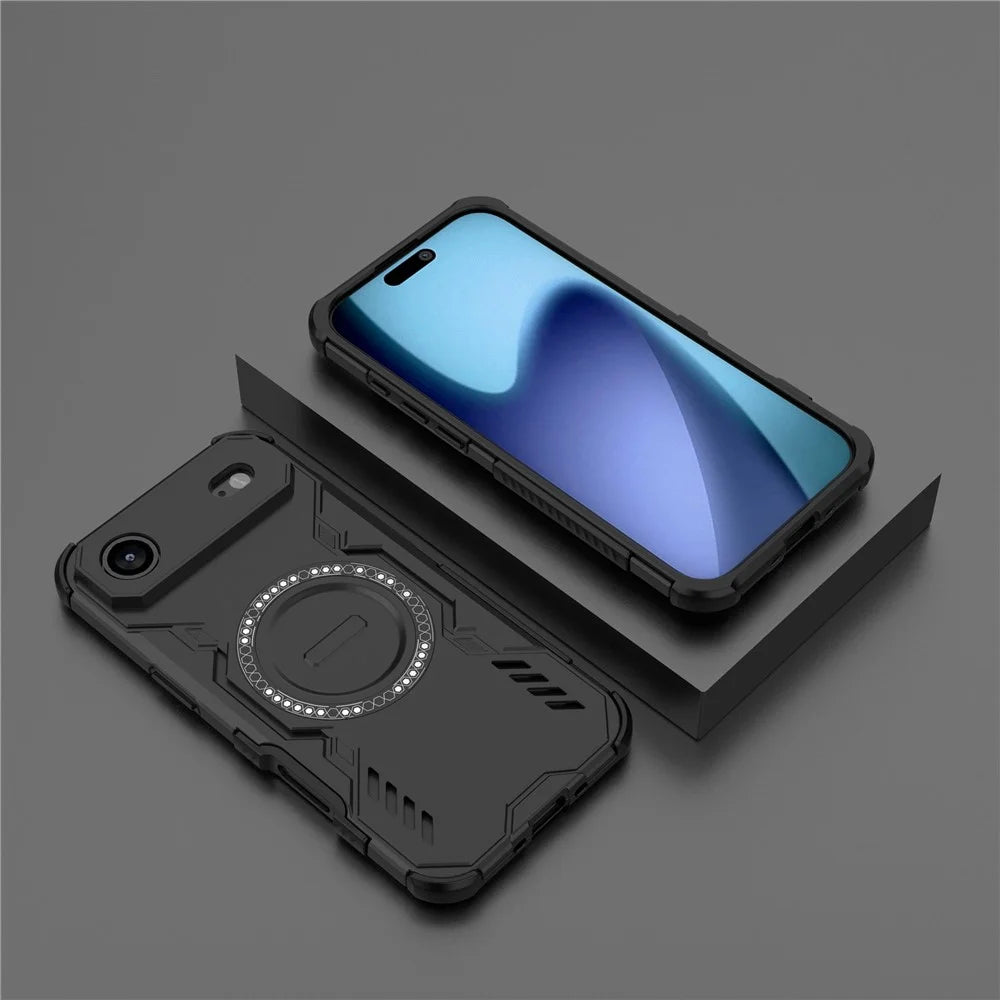 For iPhone Air Magnetic Case Butterfly Armor Hollow Heat Dissipation PC + TPU Phone Cover - Black - 6