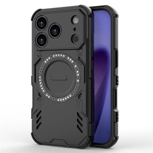 For iPhone 18 Pro / 17 Pro Magnetic Case Butterfly Armor Hollow Heat Dissipation PC + TPU Phone Cover - Black - 1