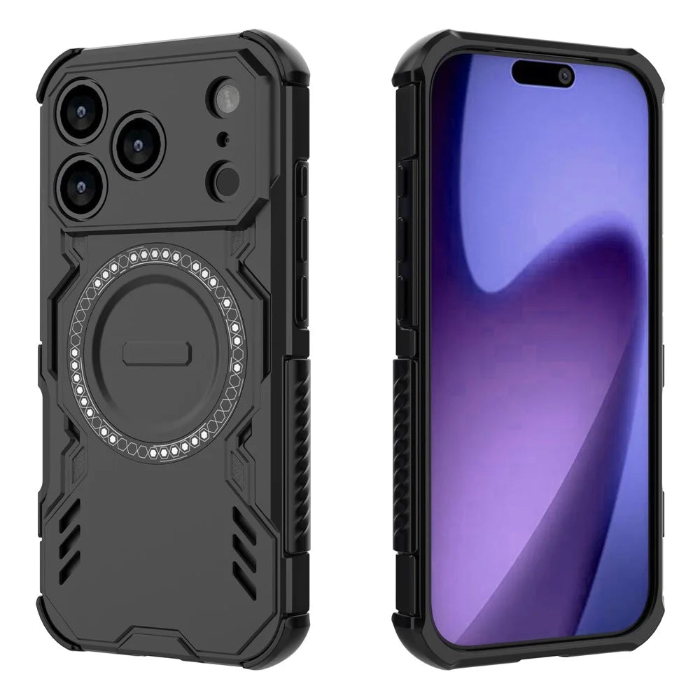 For iPhone 18 Pro / 17 Pro Magnetic Case Butterfly Armor Hollow Heat Dissipation PC + TPU Phone Cover - Black - 2