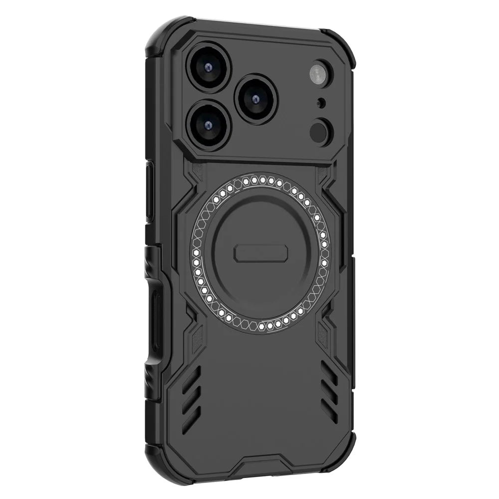 For iPhone 18 Pro / 17 Pro Magnetic Case Butterfly Armor Hollow Heat Dissipation PC + TPU Phone Cover - Black - 3