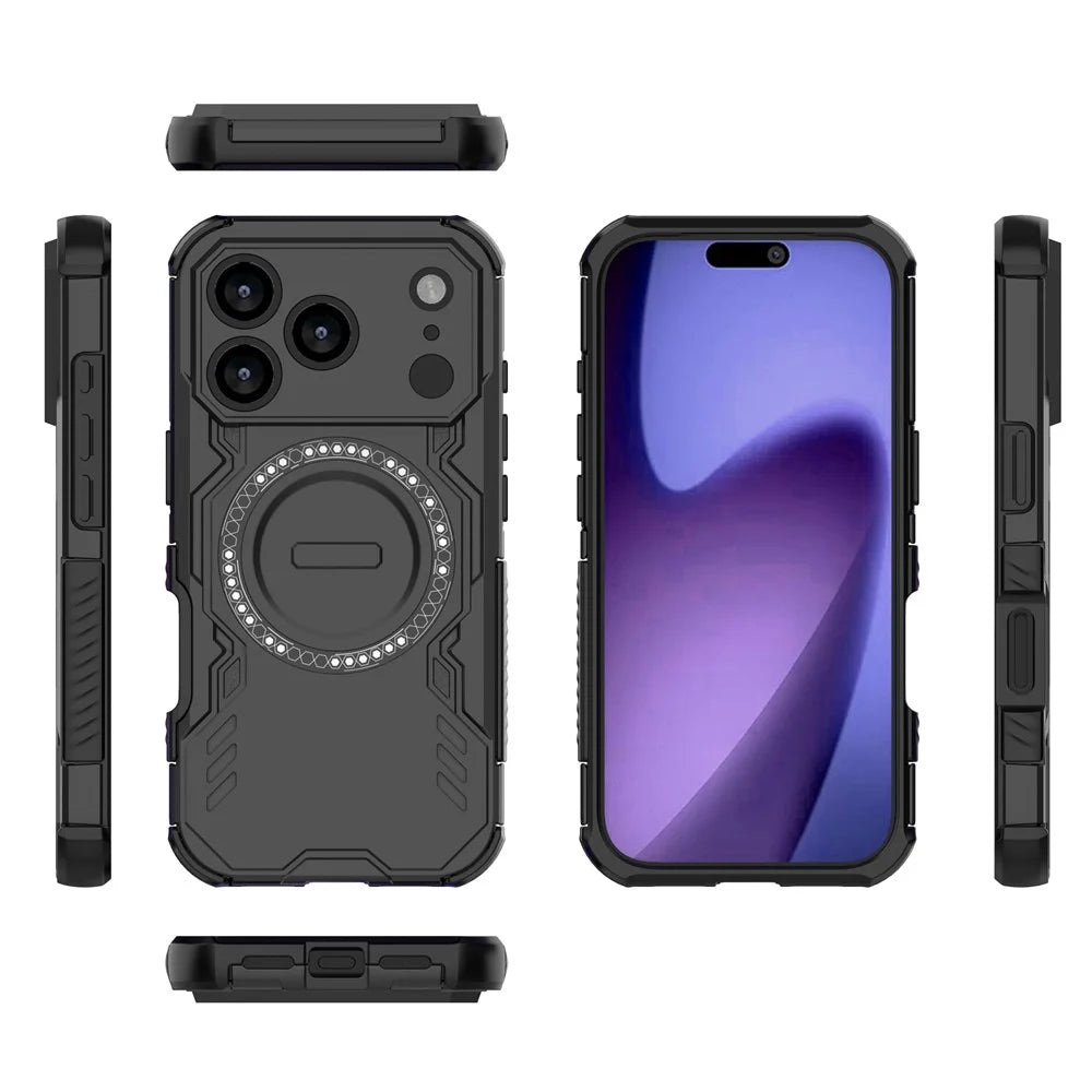 For iPhone 18 Pro / 17 Pro Magnetic Case Butterfly Armor Hollow Heat Dissipation PC + TPU Phone Cover - Black - 5