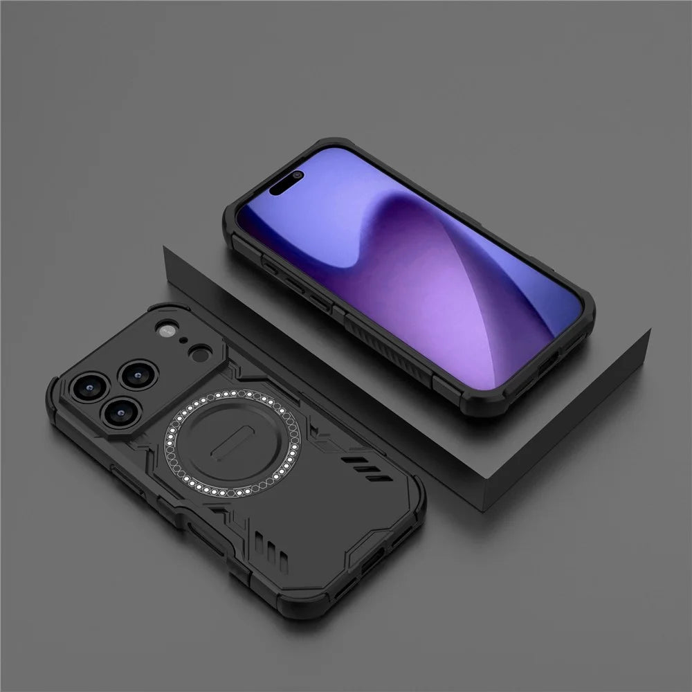 For iPhone 18 Pro / 17 Pro Magnetic Case Butterfly Armor Hollow Heat Dissipation PC + TPU Phone Cover - Black - 6