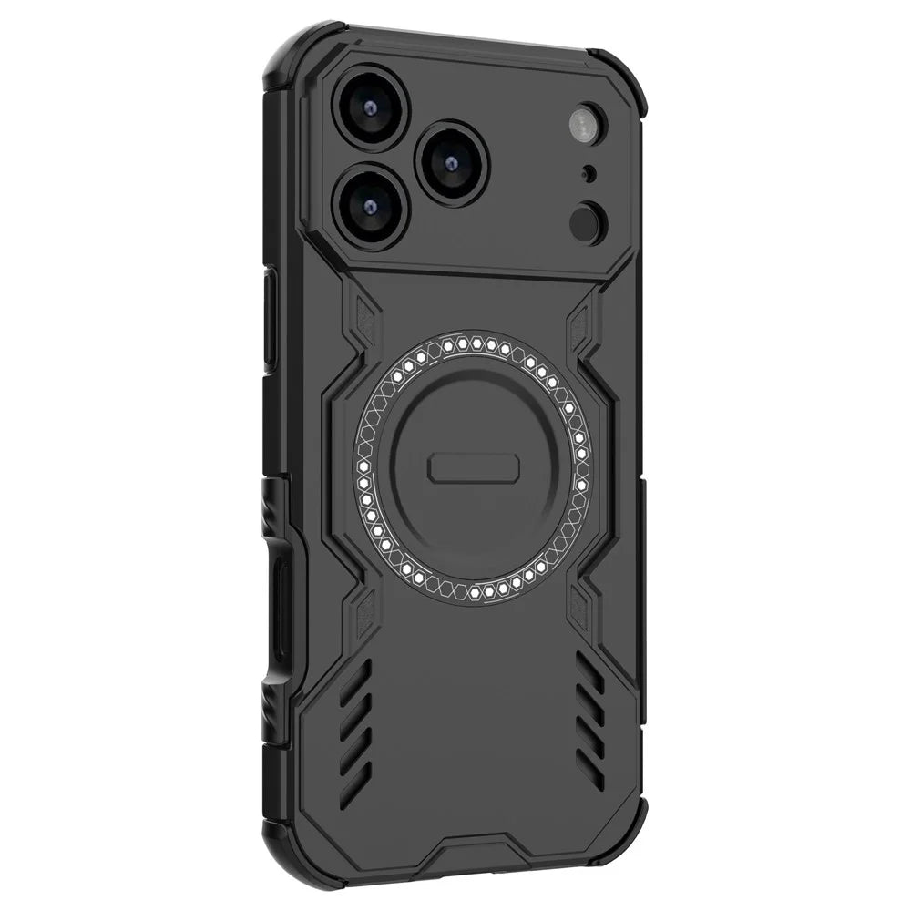 For iPhone 18 Pro Max / 17 Pro Max Magnetic Case Butterfly Armor Hollow Heat Dissipation PC + TPU Phone Cover - Black - 3