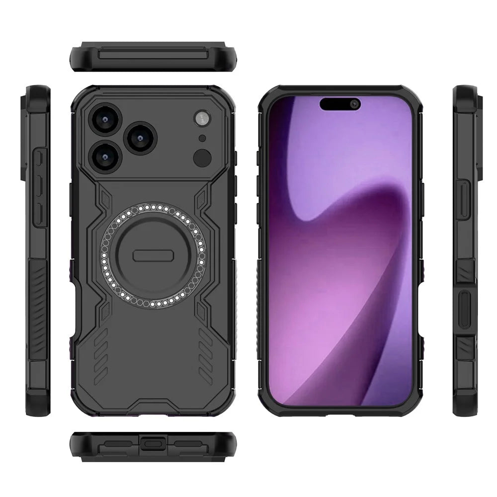 For iPhone 18 Pro Max / 17 Pro Max Magnetic Case Butterfly Armor Hollow Heat Dissipation PC + TPU Phone Cover - Black - 5