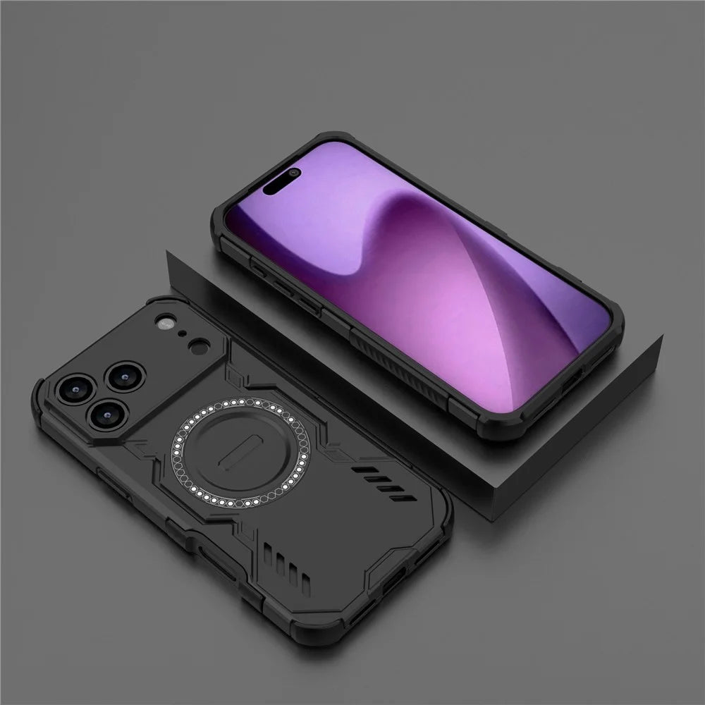 For iPhone 18 Pro Max / 17 Pro Max Magnetic Case Butterfly Armor Hollow Heat Dissipation PC + TPU Phone Cover - Black - 6