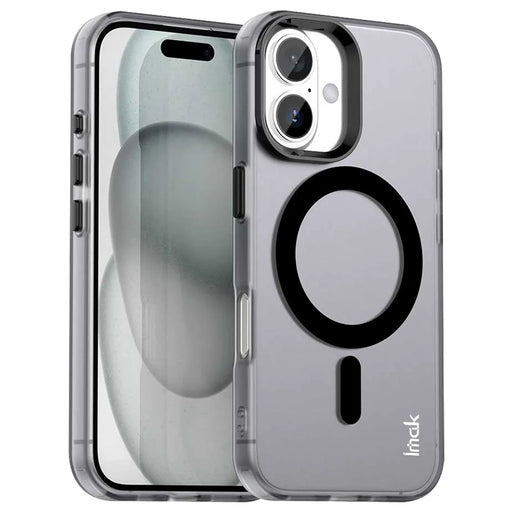 IMAK For iPhone 16 Case Compatible with MagSafe Candy Color Anti Drop TPU + PET Back Cover - Black - 1