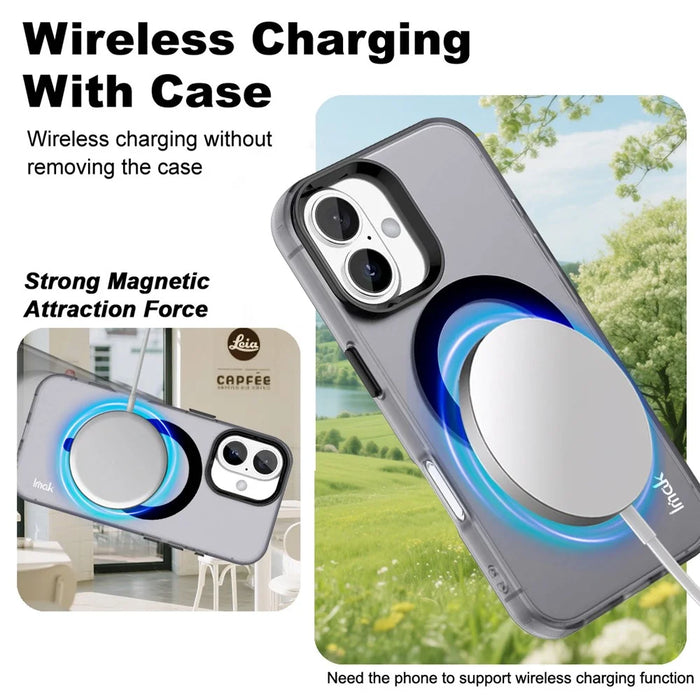 IMAK For iPhone 16 Case Compatible with MagSafe Candy Color Anti Drop TPU + PET Back Cover - Black - 3