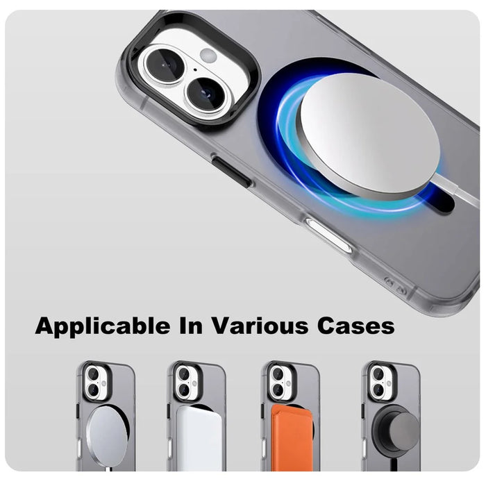 IMAK For iPhone 16 Case Compatible with MagSafe Candy Color Anti Drop TPU + PET Back Cover - Black - 6