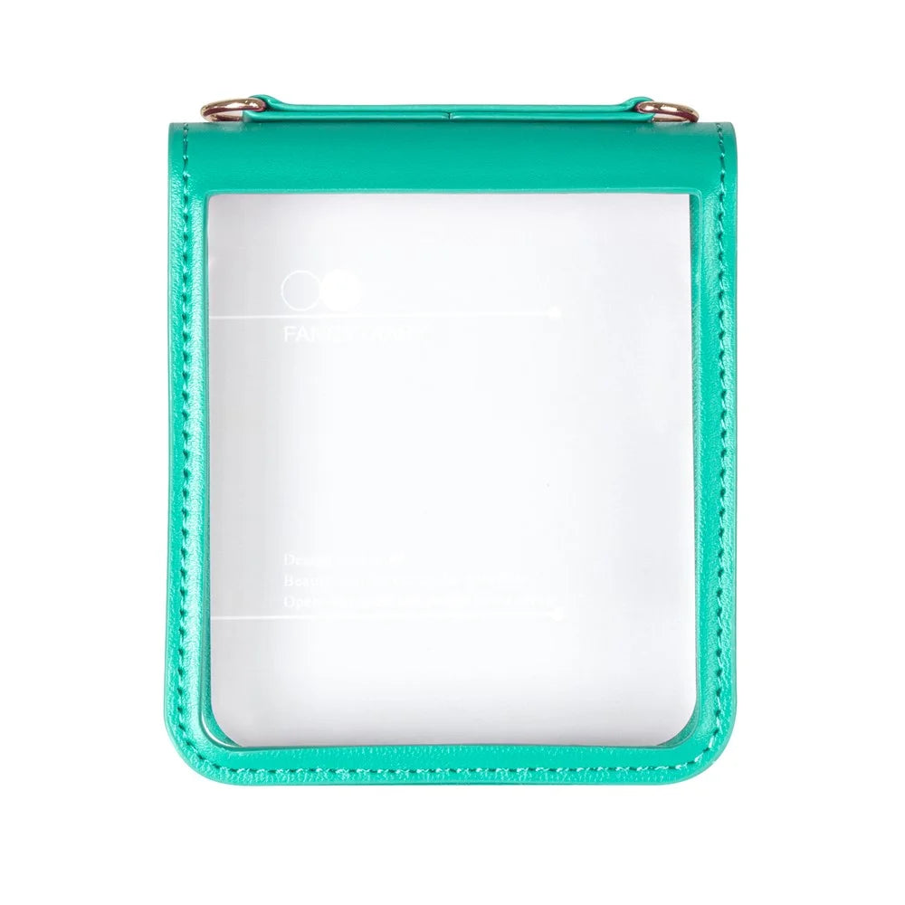 HANMAN Mill Series for Samsung	Galaxy Z Flip7 5G Case Card Slots PU Leather Phone Cover - Cyan - 2