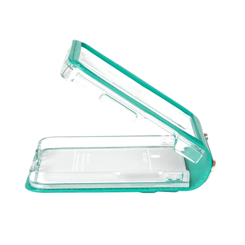 HANMAN Mill Series for Samsung	Galaxy Z Flip7 5G Case Card Slots PU Leather Phone Cover - Cyan - 3