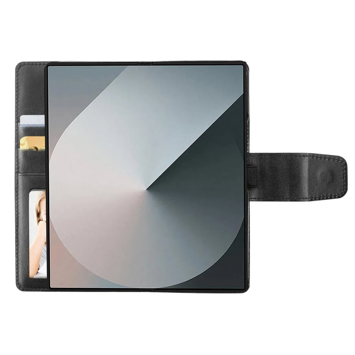 HANMAN Mill Series for Samsung	Galaxy Z Fold7 5G Case Wallet Stand PU Leather Phone Cover - Black - 4