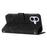 For iPhone 17 Case Imprinted Line Leather Phone Cover with Handy Strap - Black - 2