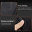 For iPhone 17 Case Imprinted Line Leather Phone Cover with Handy Strap - Black - 6