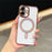 For iPhone 16 Magnetic Case Electroplated 2.0mm Acrylic TPU Phone Back Cover - Pink - 1