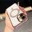 For iPhone 16 Magnetic Case Electroplated 2.0mm Acrylic TPU Phone Back Cover - Pink - 3