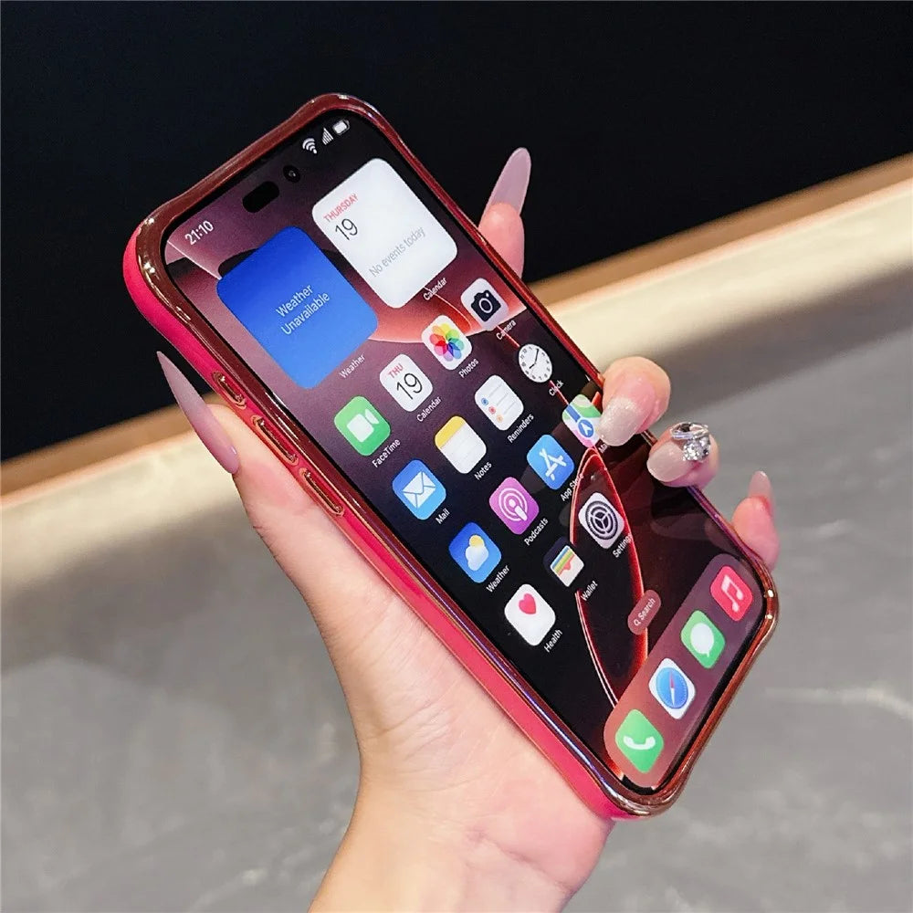 For iPhone 16 Pro Magnetic Case Electroplated 2.0mm Acrylic TPU Phone Back Cover - Red - 4