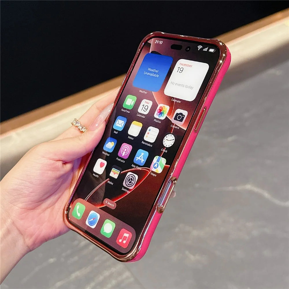 For iPhone 16 Pro Magnetic Case Electroplated 2.0mm Acrylic TPU Phone Back Cover - Red - 5