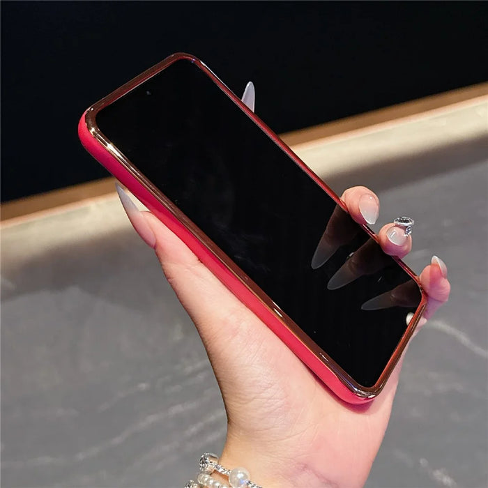 For Samsung Galaxy S25  /  S24 Magnetic Case Electroplated 2.0mm Acrylic TPU Phone Back Cover - Red - 5