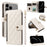 For iPhone 18 Pro Max / 17 Pro Max Wallet Case with Straps, Rhombus Leather Stand Phone Cover - White - 1