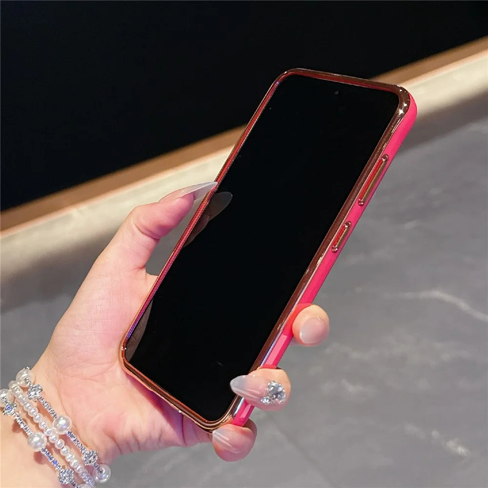 For Samsung Galaxy S25+  /  S24+ Magnetic Case Electroplated 2.0mm Acrylic TPU Phone Back Cover - Red - 4