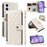 For iPhone 17 Wallet Case with Straps, Rhombus Leather Stand Phone Cover - White - 1